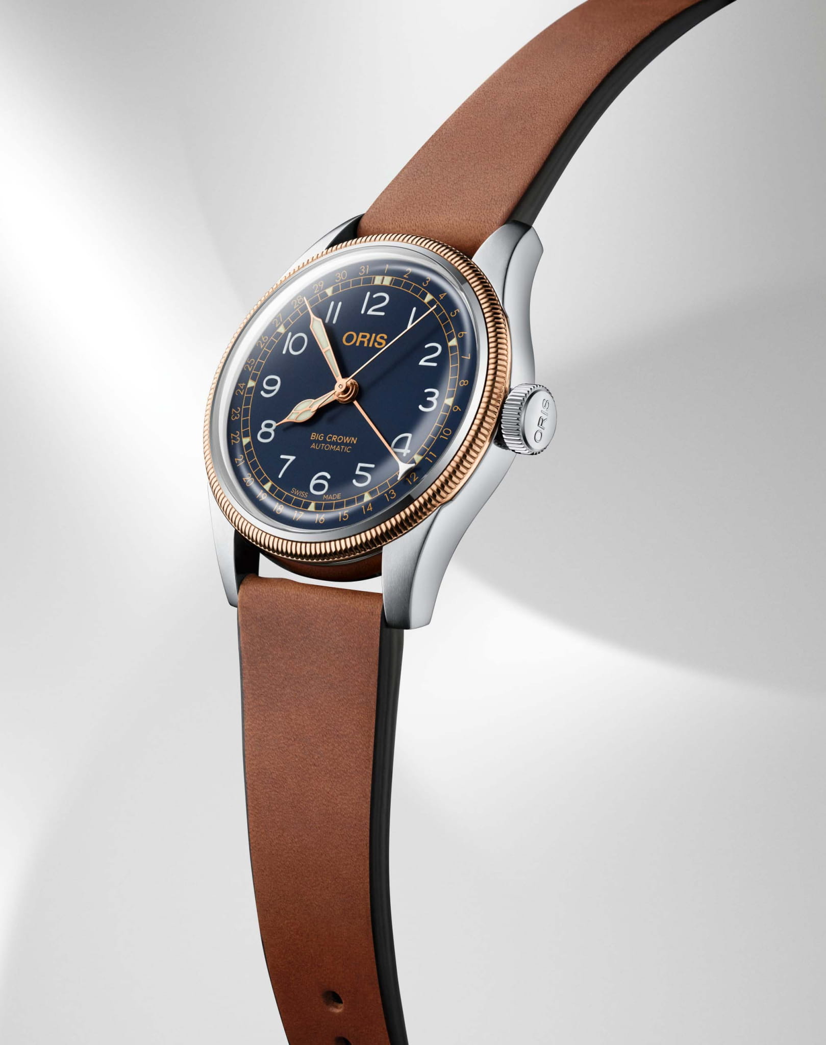 Oris Oris Big Crown Pointer Date 01 754 7741 4365-07 5 20 58, big crown швейцария мужские часы на браслете кожаный боковой вид